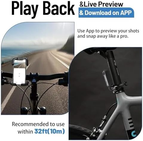 The camera mounted on a bike handlebar recording during a ride
