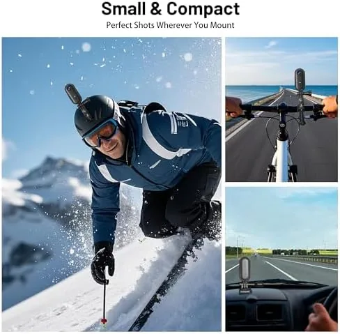 The thumb camera next to a budget action camera and a big brand action camera