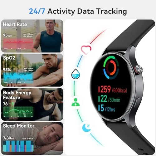 Close look at the Smart Watch for Men Women, Answer/Make Call, 1.32'' AMOLED Ultra-Clear build quality