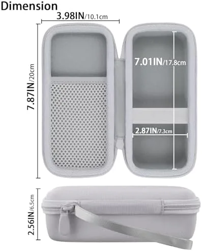 The case packed into a backpack with the wrist strap visible