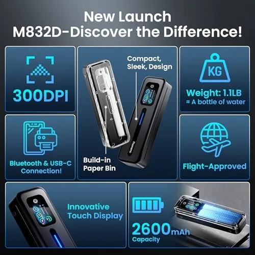 Close look at the Phomemo M832D Touchscreen Portable Printer Inkless Thermal Wireless Travel | build quality
