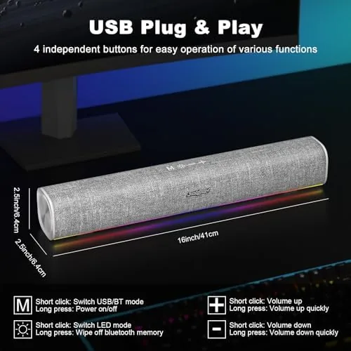 The SOULION Computer Speakers for Desktop Monitor USB Plug & Play in real use