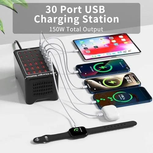 Close look at the 150W(30A) 30-Port USB Charging Station, Multiple USB C Charger Block build quality