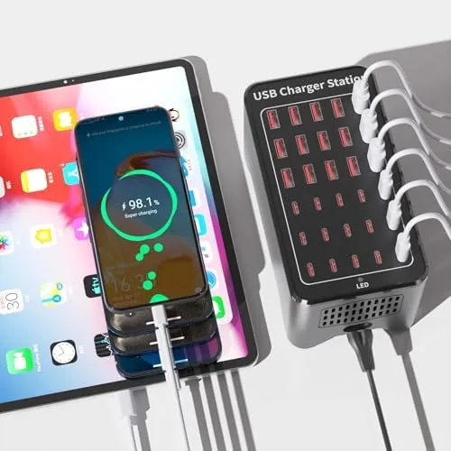 Testing the 150W(30A) 30-Port USB Charging Station, Multiple USB C Charger Block over two weeks