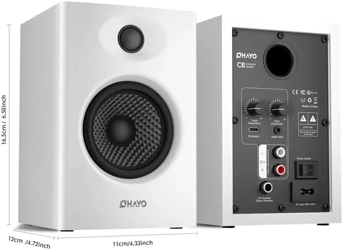Close look at the OHAYO 60W Computer Speakers for Gaming and Music, Active Bluetooth build quality