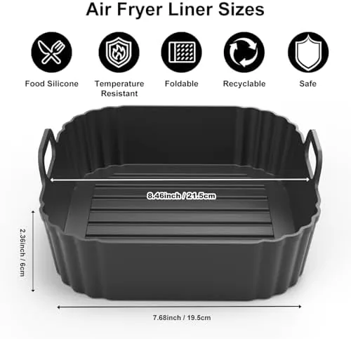Close look at the Square Silicone Air Fryer Liners 2 Pack, Compatible with Ninja build quality