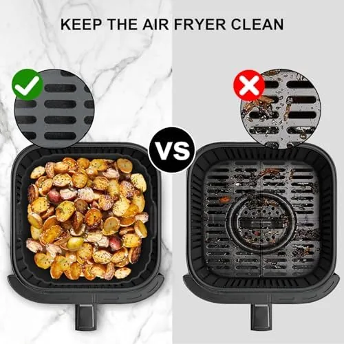 Another view of the Square Silicone Air Fryer Liners 2 Pack, Compatible with Ninja