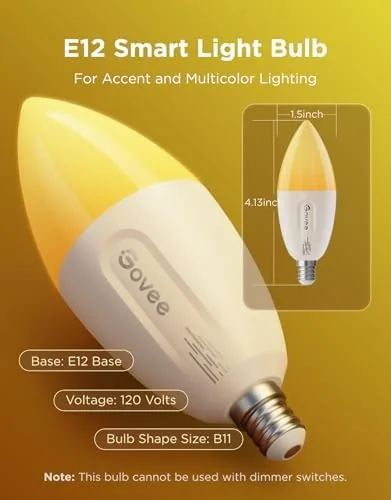 The Govee Smart E12 Led Bulb, RGBWW Color Changing, 2.4GHz Only in real use