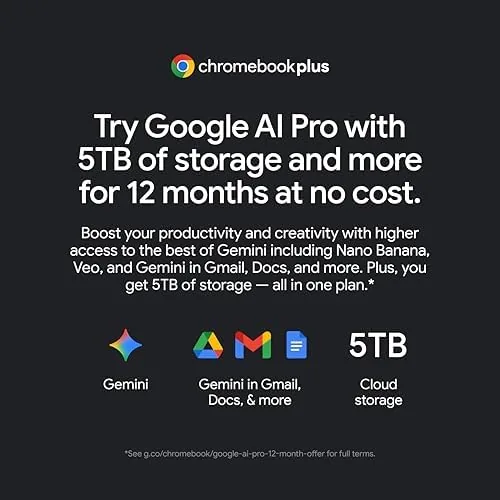Battery and storage settings screen on the Chromebook Plus 515
