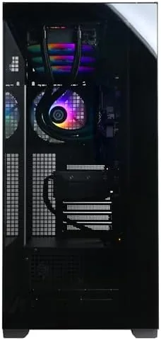 Interior view through the tempered glass showing the RTX 5070 and CPU cooler