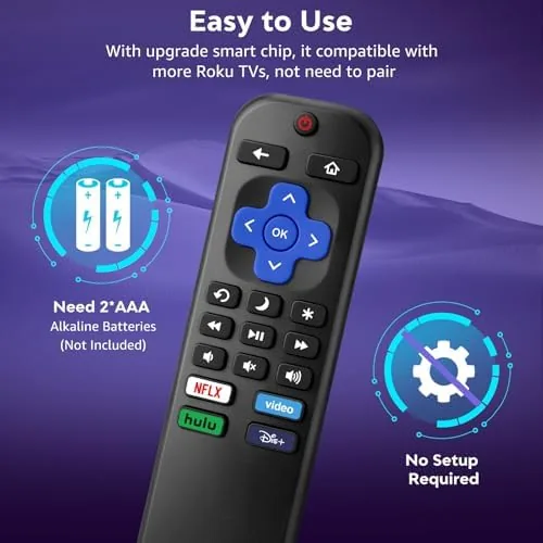 Another view of the for Roku TV Remote Replacement,Universal for TCL,ONN, Hisense Sharp Roku