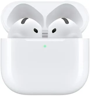 Close view of the AirPods 4 showing the redesigned fit and stem controls