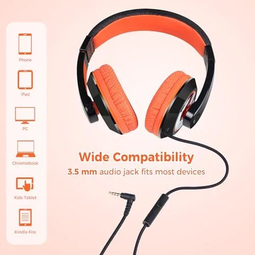 Close look at the rockpapa 2Pcs Wired Kids Headphones with Microphone & 3.5mm Cord build quality