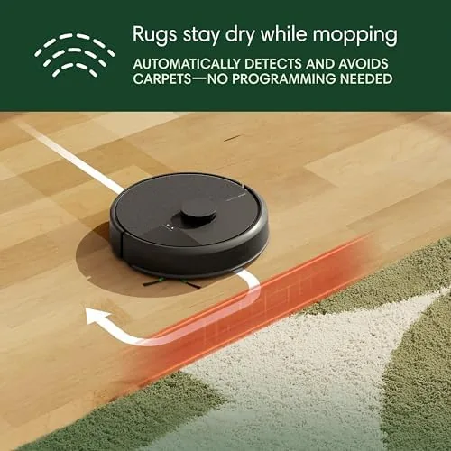 The Roomba 105 app on a phone showing the mapped floor plan and cleaning history