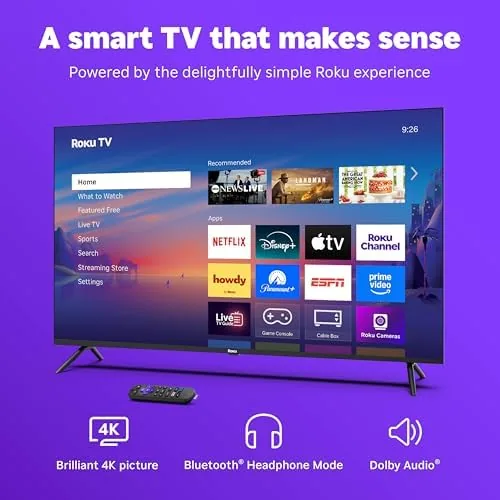 Detail shot of the Roku Smart TV ,  43-Inch Select Series, 4K HDR TV features