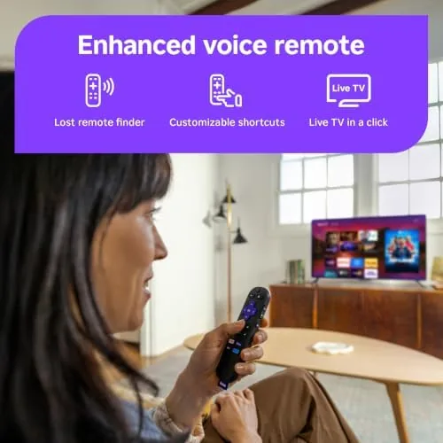 The Roku 75-inch Plus Series next to a basic LED television for comparison