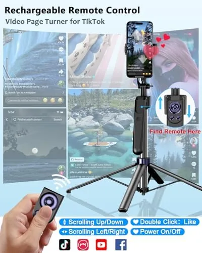 The Vlogging Kit for iPhone/Android, 63"Auto Face Tracking Tripod for iPhone in real use