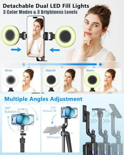 Another view of the Vlogging Kit for iPhone/Android, 63"Auto Face Tracking Tripod for iPhone