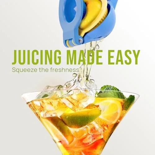 A lime half in the smaller bowl of the Zulay squeezer ready to be pressed
