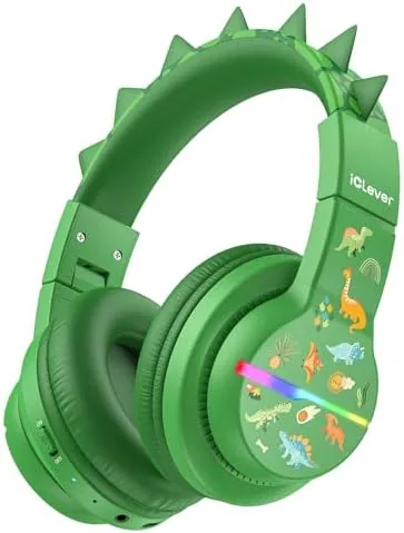 Overview of the iClever BTH12 Kids Bluetooth Headphones 85H Playtime with LED Lights