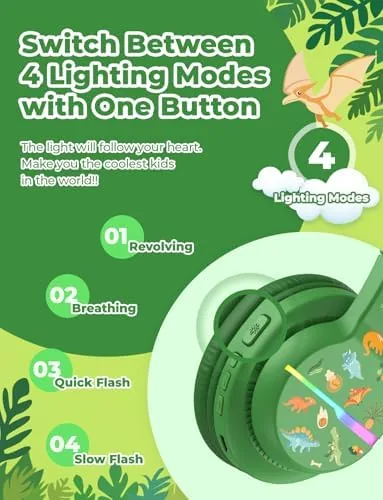 Close look at the iClever BTH12 Kids Bluetooth Headphones 85H Playtime with LED Lights build quality
