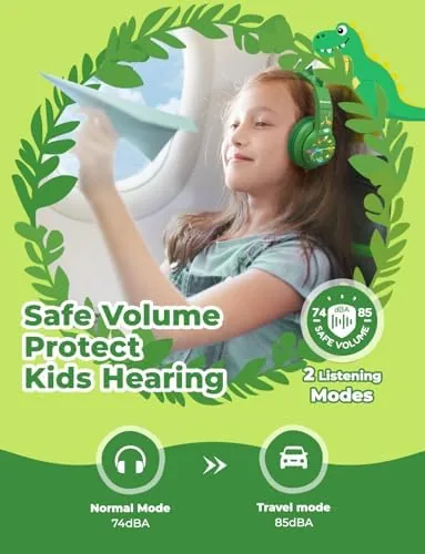 Detail shot of the iClever BTH12 Kids Bluetooth Headphones 85H Playtime with LED Lights features