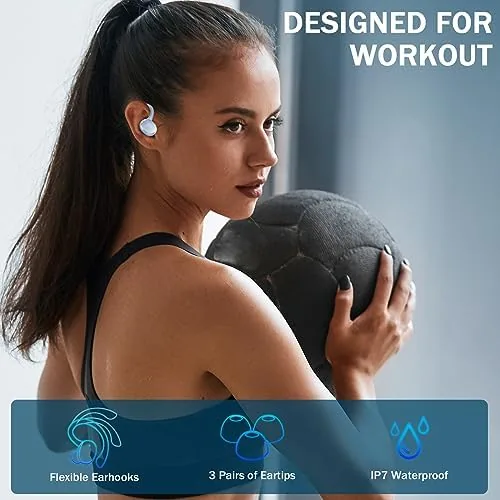 The Wireless Earbud, Bluetooth 5.4 Headphones IP7 Waterproof for Sport, 48H in real use