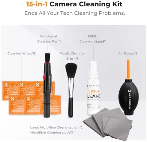 Close look at the K&F CONCEPT 15 in 1 Camera Pro Cleaning Kit for build quality