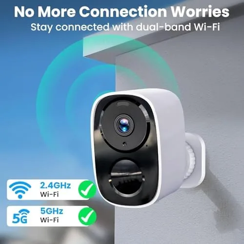 The battery camera next to a wired PoE camera for installation comparison