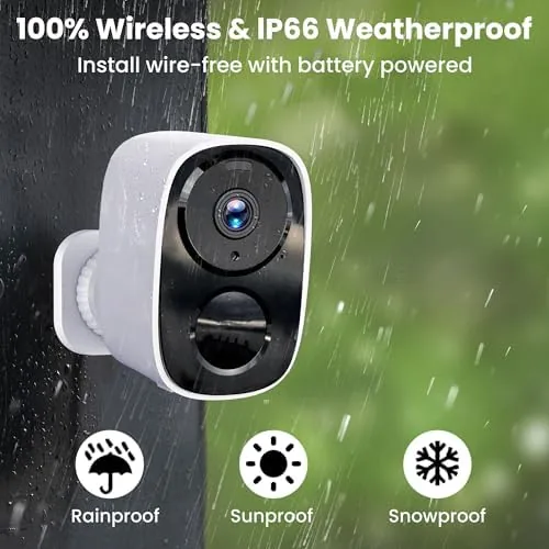 A night still from the camera showing the spotlight illuminating the yard in color