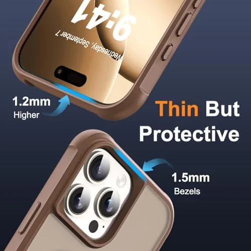 The phone in the case charging on a MagSafe charger with the ring folded flat