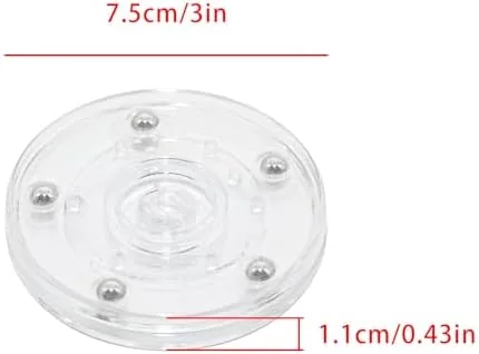 Close up of the bearing base under a clear acrylic turntable