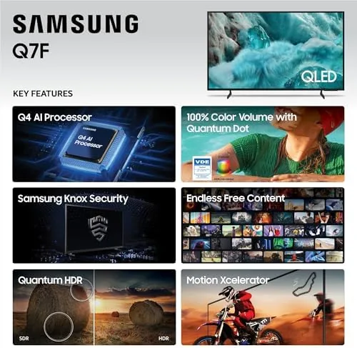 A streaming action scene with fast motion on the Q7F screen
