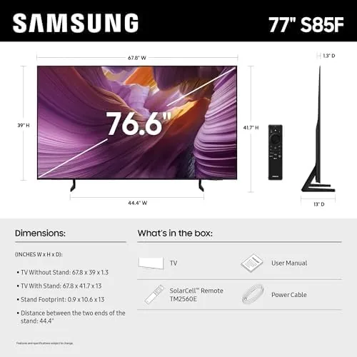Close up of the slim bezel and panel edge on the S85F