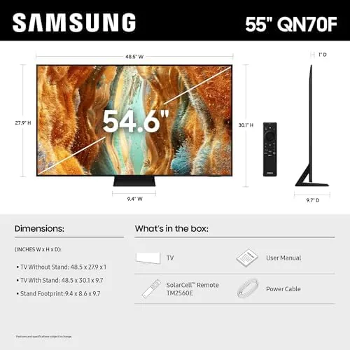 Slim panel profile and narrow bezel of the QN70F
