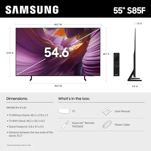 Close look at the Samsung 55-Inch Class OLED 4K S85F Series, Vision AI Smart build quality