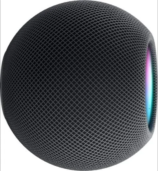 Close up of the glowing touch controls on top of the HomePod mini
