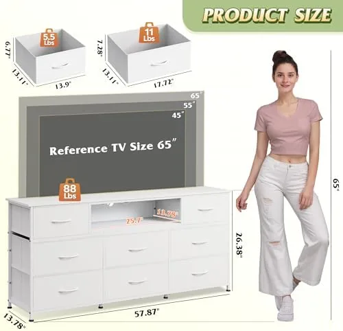 Close look at the WLIVE LED Dresser TV Stand for 65 Inch TV, 8 build quality