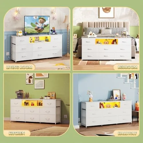 The WLIVE LED Dresser TV Stand for 65 Inch TV, 8 in real use