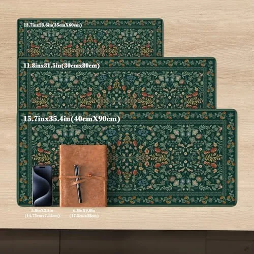 Close look at the iCasso Desk Mat,Mouse Pad for Office Decor,35.4x15.7in,Deep Green | Back build quality