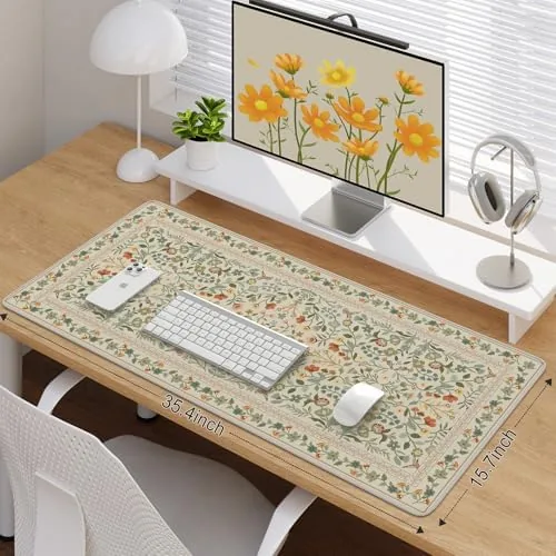 Close look at the iCasso Desk Mat for Keyboard and Mouse, Large Mouse Pad build quality