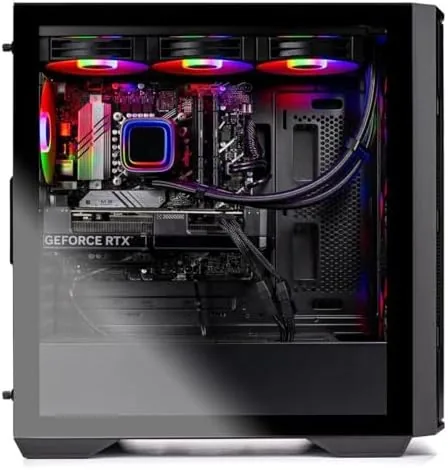The interior of the Skytech Rampage showing the AIO cooler and cable management