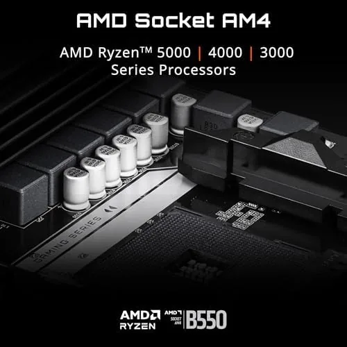 Close view of the VRM heatsink and power phase area on the B550 Eagle