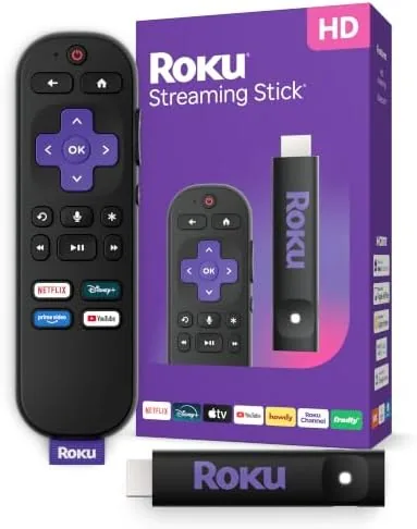 Roku Streaming Stick HD plugged into a television HDMI port