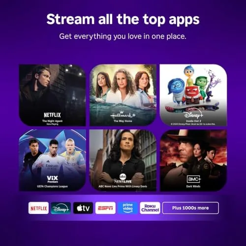 Roku voice remote in use during a voice search