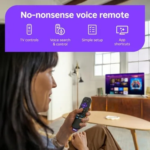 Roku Streaming Stick Plus set up in a living room entertainment center