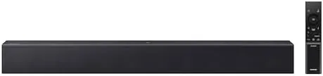 The Samsung HW-B400 soundbar sitting beneath a flat screen television