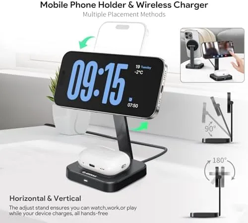 Detail shot of the 15W Foldable Magnetic Wireless Travel Charger for iPhone AirPods | features
