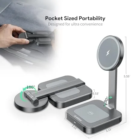 The 15W Foldable Magnetic Wireless Travel Charger for iPhone AirPods | in real use