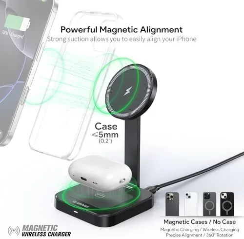 The 15W Foldable Magnetic Wireless Travel Charger for iPhone AirPods | compared in context